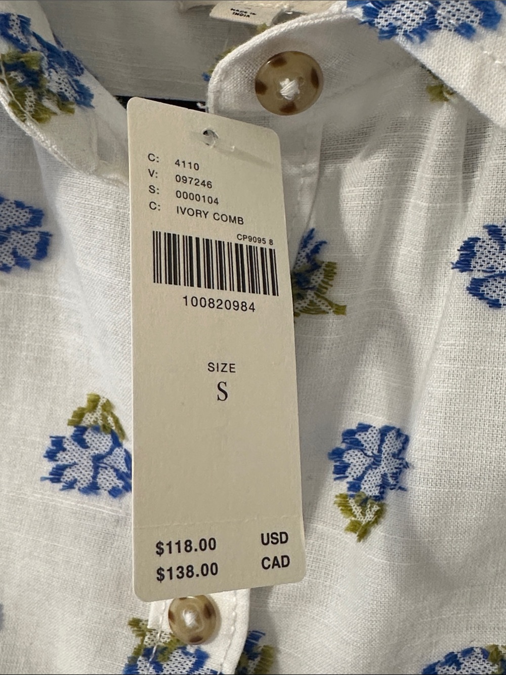Pilcro by Anthropologie The Aly Puff-Sleeve Button Down Blouse Top NWT Sz Small - Picture 10 of 12